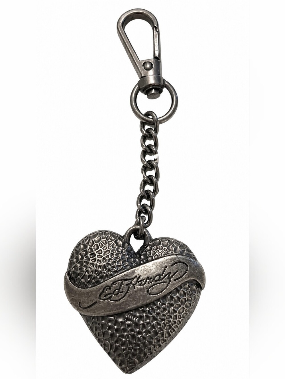 Ed Hardy  NWOT Silver-Tone Heart Keychain